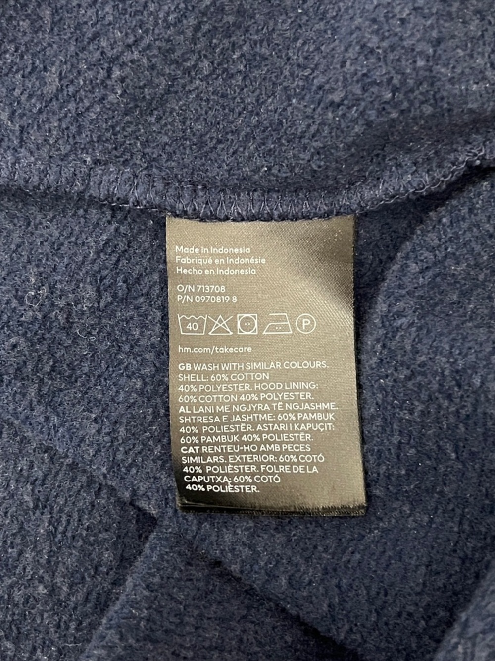 NWOT H&M Navy Pullover Hoodie with Kangaroo Pocket - Picture 5 of 5